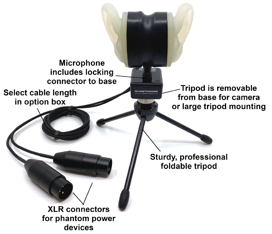 Ultra low noise professional adjustable Binaural microphone using realistic human-shaped ears with XLR connectors for phantom powered inputs Questions & Answers