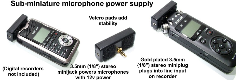 SP-SPSB-4 - Micro-mini stereo microphone plug-in power supply with mini 12vdc battery. Made in USA. Questions & Answers